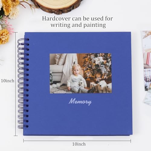 RECUTMS 10x10 Inch DIY Scrapbook Album 60 Pages Hardcover Kraft Paper Blue - Image 2