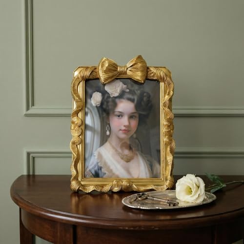 Cuspin 8x10 Gold Picture Frame, Vintage Bowknot Ornate Resin Frame - Image 3