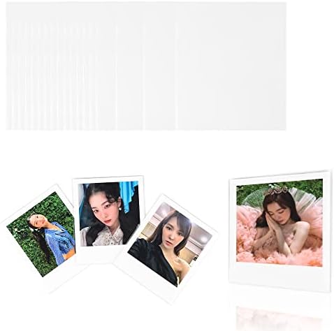 50 Pack Kpop Polaroid Sleeves, Ultra Clear and Ultra Thick Sleeve 200 Microns Protectors Cover, Perfect for Kpop Standard 88x108 mm Square Polaroid, Unsealable (50P - 92x110mm) by Baskiss