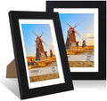 5x7 Picture Frame Set of 2, 5 x 7 Wood Photo Frames with Mat for 4x6, Wooden Frame with Real Glass Cover for Wall and Tabletop Display,Black by CCDCC