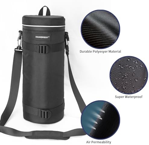 Camera Lens Case Bag for Photographyers, Zipper Waterproof Lens Protective Pouch Interior Size 6.29" x 15.35"(Nylon, Black) - Image 3