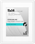 Americanflat 11x14 Picture Frame with Shatter-Resistant Glass - Use as 8x10 Frame with Mat or Display 11x14 Photo Without Mat - Streamline Collection - Thin Border Picture Frames for Wall - White by Americanflat