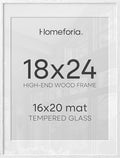 Homeforia 18x24 White Oak Poster Frame, High-End Wood, 16x20 Mat, Glass by Homeforia