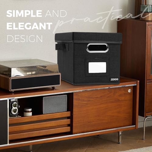 7-inch Vinyl Record Storage Box Set of 2 - Album Storage Holds 120+ Single Records, Decorative LP Storage Organizer Crate with Lid, Sturdy Moving Boxes for Vinyl, Easy to Carry and Organize Your Album - Image 7