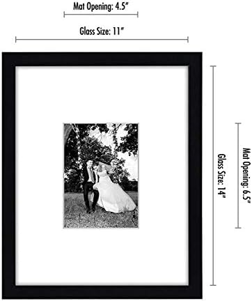 Americanflat 11x14 Picture Frame with Shatter-Resistant Glass - Use as 5x7 Frame with Mat or Display 11x14 Photo Without Mat - Signature Collection - Picture Frames for Wall Display - Black - Image 2