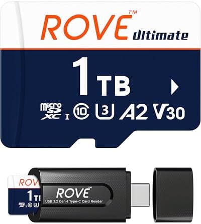 ROVE Ultimate 1TB Micro SD Card 160MB/s with USB 3.2 Type C Card Reader by ROVE