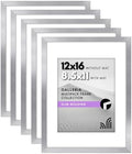 Americanflat 12x16 Picture Frame 5-Pack - Matted to 8.5x11 - Silver by Americanflat