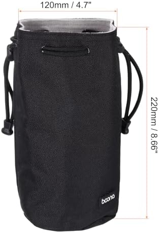 PATIKIL Soft Drawstring Lens Case, Lens Pouch Bag with Cotton Pad 4.7" OD Thick Fleece Cloth Camera Lens Bag for SLR Lens Water Cups, Black - Image 2