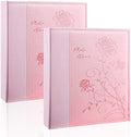 Photo Album 8x10 2 Packs Clear Pages Pockets Leathe Cover Slip Slide in Photo Album Each Holds 100 Vertical 8x10 Photos Picture Book for Wedding Family (Pink) by Miaikoe