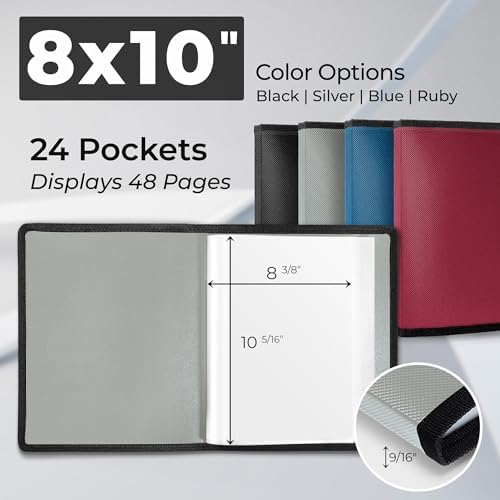 Dunwell 8x10 Photo Album & Art Portfolio Book, 24 Sleeves, Silver - Image 5