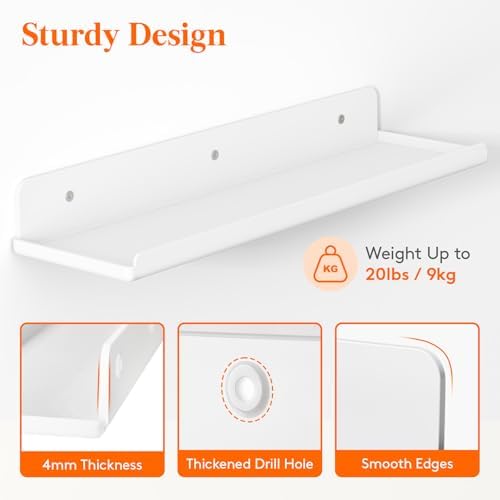 Lifewit Acrylic Floating Shelves for Bathroom 14" White, 4 Pack - Image 4