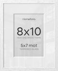 Homeforia 8x10 White Oak Picture Frame, High-End Wood, 5x7 Mat, Glass by Homeforia