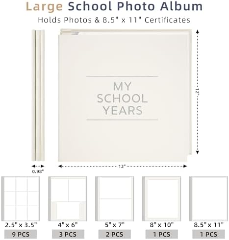 Large School Photo Album, 12 x 12 In, 40 Self-Adhesive Pages, Beige - Image 4