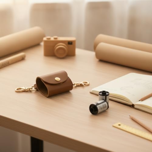 Compact PU Leather Film Roll Case for 35mm & 120 Format - Portable Storage Pouch with Keychain Loop - Image 2