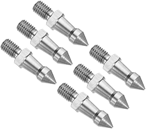 PATIKIL M8 Thread Tripod Spike, 6 Pack Camera Tripod Ground Spike Screw Stainless Steel Spike Mount Adapter for Monopod Style 2, Silver by PATIKIL