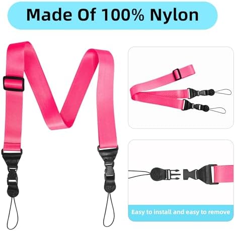 Adjustable Shoulder Strap:Comfortable iPad Strap Nylon Neck Lanyard for iPad/Samsung Tablet Case,Camera Binocular Crossbody Laptop Luggage Bag(Pink) - Image 6
