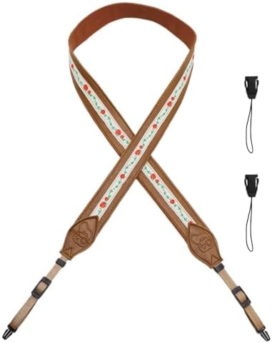 Leather Camera Strap, Quick Release Camera Neck Strap for All Cameras, Retro Jacquard Camera Straps for Photographers - Image 2