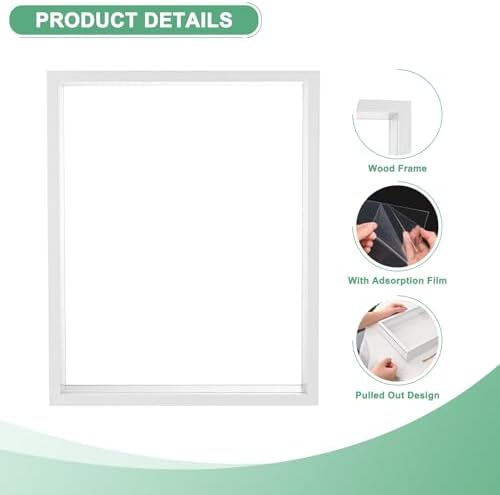 M METERXITY 1-Pack Dried Flower Frame, 8 x 10 Inch Double Acrylic Wooden Dried Flower Photo Floating Frame for Tabletop/DIY/Handicrafts [White] - Image 2