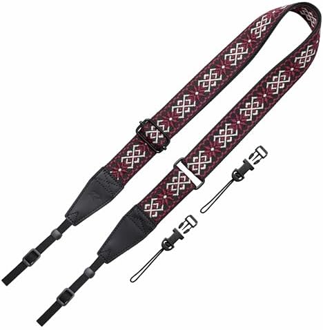 Padwa Lifestyle Adjustable Camera Strap - 1.5" Top Layer Cowhide Head Camera Straps for Photographers, Cotton Adjustable Neck Shoulder & Crossbody Strap Quick Release for All Cameras and Binoculars by PadwaLifestyleCameraStrap
