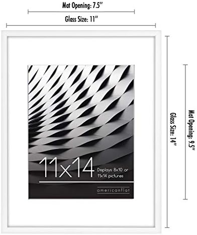 Americanflat 11x14 Picture Frame with Shatter-Resistant Glass - Use as 8x10 Frame with Mat or Display 11x14 Photo Without Mat - Streamline Collection - Thin Border Picture Frames for Wall - White - Image 2