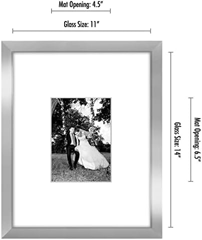 Americanflat 11x14 Picture Frame - Matted to 5x7 - Engineered Wood - Silver - Image 2