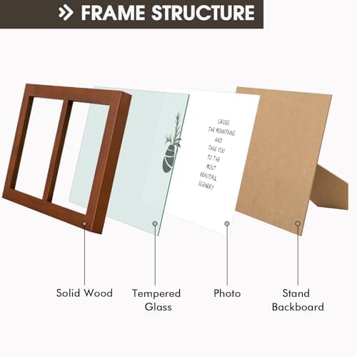 Golden State Art, 4x6 Double Picture Frame, Displays Two 4x6 Photos(Brown) - Image 2
