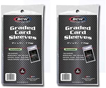 BCW Resealable Graded Card Sleeves, 3 3/4 x 5 1/2, 1-Inch Flap, 200 Count by BCW
