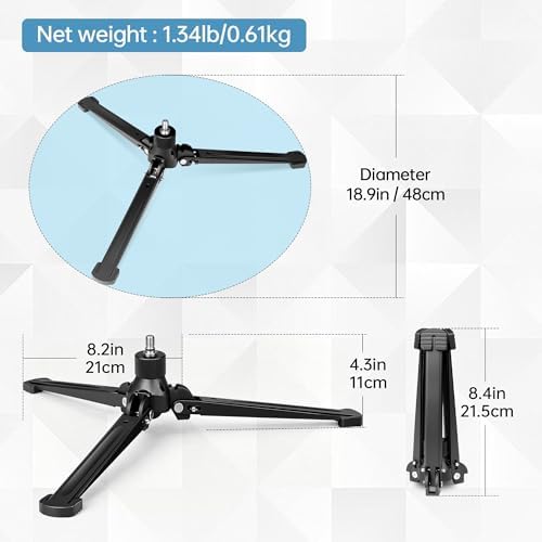 Manbily M-5 Tripod Base, Longer Desktop Tripod with Three Upgraded Extended-Leg, 3/8" Screw Monopod Stand Support for Ball Head/Fluid Head DSLR Camera Camcorder, Tilt 20° & Rotate 360° (Black) - Image 6