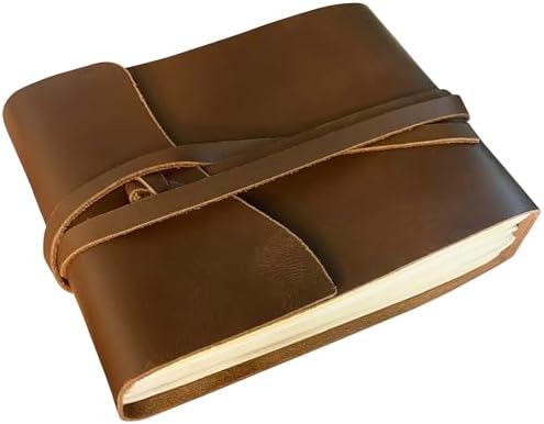 Leather Photo Album - Full Grain Vintage Picture Scrapbook, Medium by RusticTown