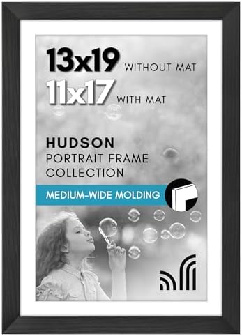 Americanflat 13x19 Poster Frame - Matted to 11x17 - Black by Americanflat