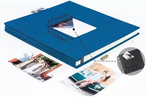 Photo Album Self Adhesive Pages Scrapbook, 13.2x12.8 Blue 40 Pages - Image 6