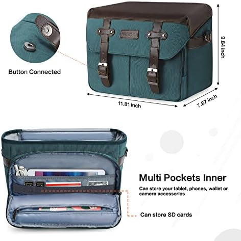 MOSISO Camera Case Crossbody Shoulder Messenger Photography Bag, Teal Green - Image 3