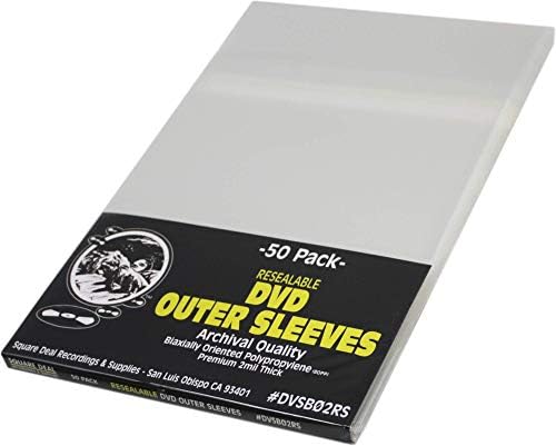 (50) DVD Outer Sleeves - "Super Polyclear" Resealable - Fits Standard 14mm-15mm DVD Cases - DVSB02RS by SquareDealRecordingsSupplies