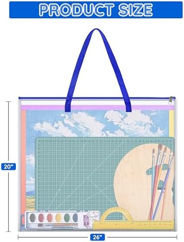 ZKOO Poster Storage Bag, 26" x 20" Art Portfolio Bag, Bulletin Board Holder Art Portfolio Container for Artwork, Artwork Storage Case for Poster, Bulletin Board, Scrapbook, Teaching Materials (Blue) - Image 2