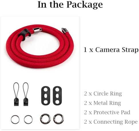 VOVMOEYA Nylon Braided Camera Rope Strap, Camera Neck Shoulder Strap with O-Ring for DSLR & Mirrorless Camera - Red - Image 7