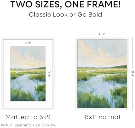 Homeforia 8x11 White Picture Frame, High-End Metal, 6x9 Mat, Glass - Image 2