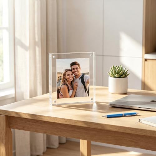 Meetu Acrylic 4x4 Picture Frame Clear Two Sided Desk Photo Frame Magnetic Frame Inner Size 3x3 with Gift Pack for Display Family Pictures Baby Photos Friends Pictures or Pet Dog Picture（5 Pack） - Image 6