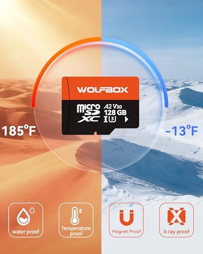 WOLFBOX 128GB MicroSD Memory Card for X5&I07 Dash Cam, U3 A2 V30 4K UHD, 100MB/s Read, Loop Recording Friendly - Image 4