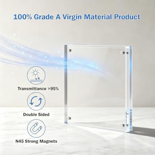 Meetu Acrylic 4x4 Picture Frame Clear Two Sided Desk Photo Frame Magnetic Frame Inner Size 3x3 with Gift Pack for Display Family Pictures Baby Photos Friends Pictures or Pet Dog Picture（5 Pack） - Image 4
