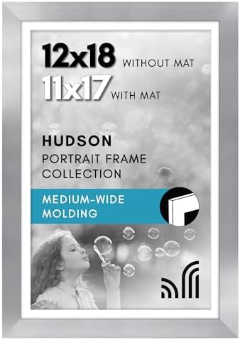 Americanflat 12x18 Poster Frame - Matted to 11x17 - Silver by Americanflat