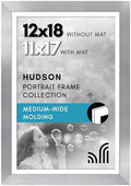 Americanflat 12x18 Poster Frame - Matted to 11x17 - Silver by Americanflat