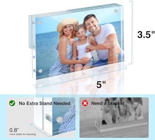 HOUSE DAY Acrylic Picture Frames 3.5x5, 3Pack Magnetic 3.5x5 Picture Frame - Image 6