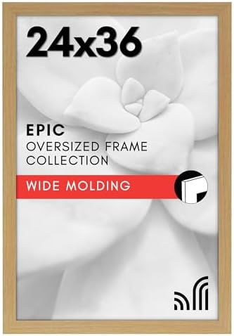 Americanflat 24x36 Poster Frame - Pine Engineered Wood with Polished Plexiglass - Wide Picture Frame for Vertical or Horizontal Wall Display - Epic Collection - Pine by Americanflat