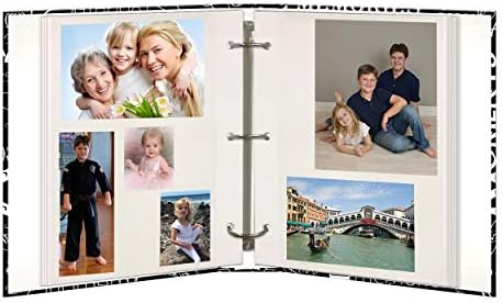 Magnetic Self-Stick 3-Ring Photo Album 100 Pages (50 Sheets), Black & White Words Design - Image 3
