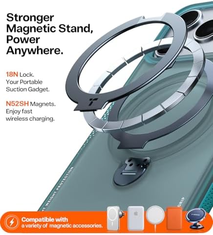 TORRAS Ostand Q3 Air for iPhone 17 Pro Max Case with 360 Magnetic Stand, Fit for MagSafe, Mil-Grade Drop Tested, Camera Control Button, Shockproof Phone Case for iPhone 17 Pro Max 6.9", Glacier Sprint - Image 5