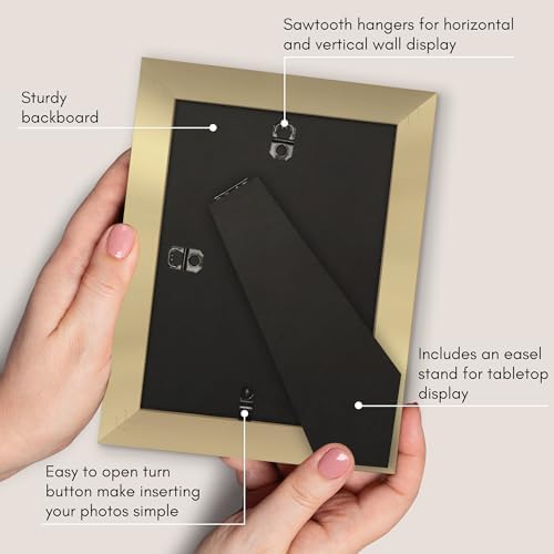 Americanflat 5x7 Picture Frame - Matted to 4x6 - Engineered Wood - Gold - Image 5