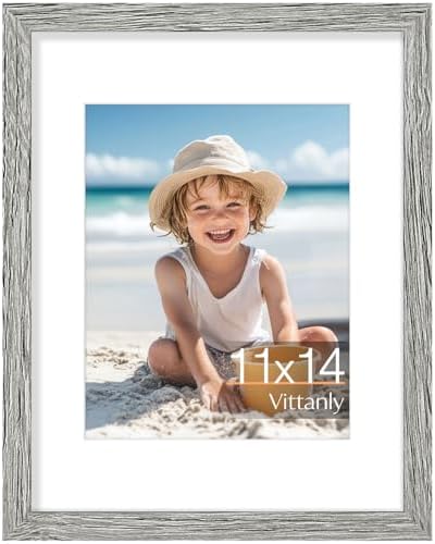 Vittanly 11x14 Picture Frame Made of Solid Wood for Wall or Tabletop, Grey by Vittanly