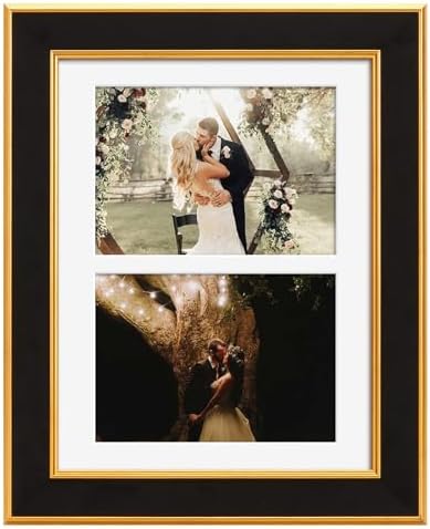 Suede 8.5x11 Picture Frame Display 2 Opening 5x7 Double Picture Frames Collage Wall or Tabletop Decor with Mat,Multi Photo Frame for Plexiglass,Wall Decor,1Pack,Black - Image 3