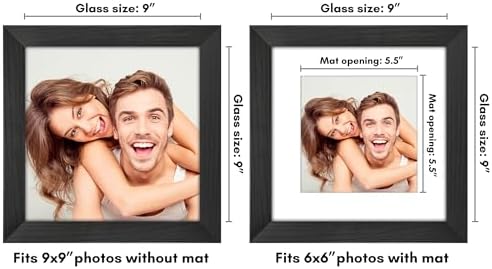 Americanflat 9x9 Picture Frame - Matted to 6x6 - Engineered Wood - Black - Image 2