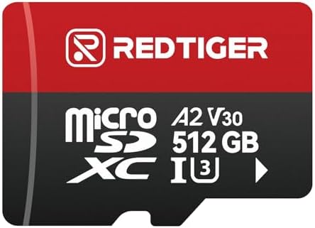 REDTIGER High Speed Micro SD Card with Adapter, 512GB microSDXC UHS-I Class 10, U3, V30 A2, Support for Dash Cameras and Recording 4K Video Recording, Compatible with F7NP&F7NT&F17&VP20&F17PLUS by REDTIGER